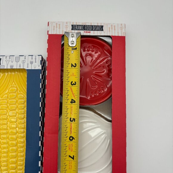 Ceramic Food Dishes, Corn Tomato Onion, Summer BBQ Party Decor Plates NEW - Picture 4 of 5